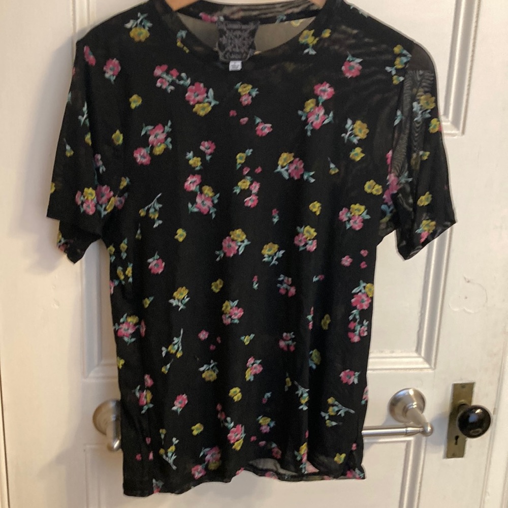 Johnny Was Multi-Color Mesh Tee, Size L - image 1